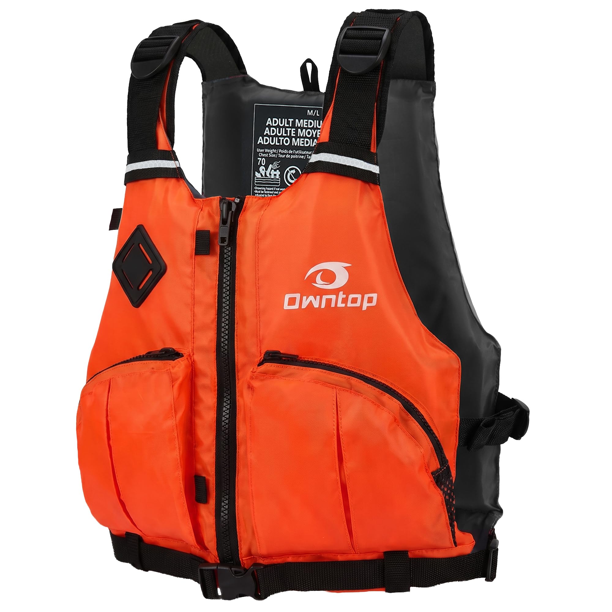 Owntop Aiuto alla galleggiabilità per adulti con scomparto per tasca dell'acqua, doppie tasche con zip | Gilet galleggiante regolabile | Gilet da nuoto unisex per kayak, paddle e pesca