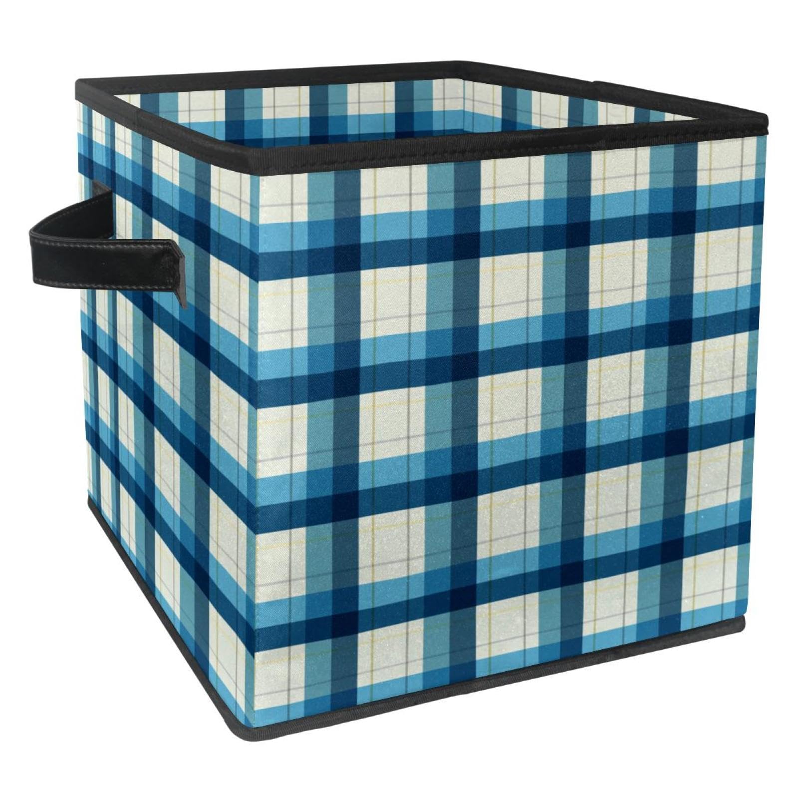 Boîte de rangement cube tissu pliable écossais pour en finir avec le désordre des jouets