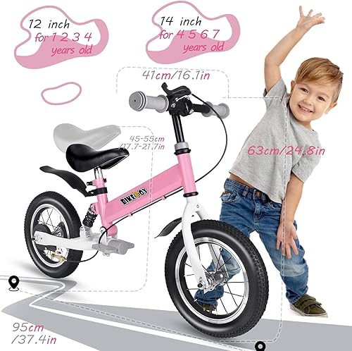 Miniatura 4 de Bicicleta de equilibrio 2 en 1, el doble uso de una bicicleta de equilibrio para niños y bicicleta para niños, 12 14 pulgadas para 2-6 años de edad,