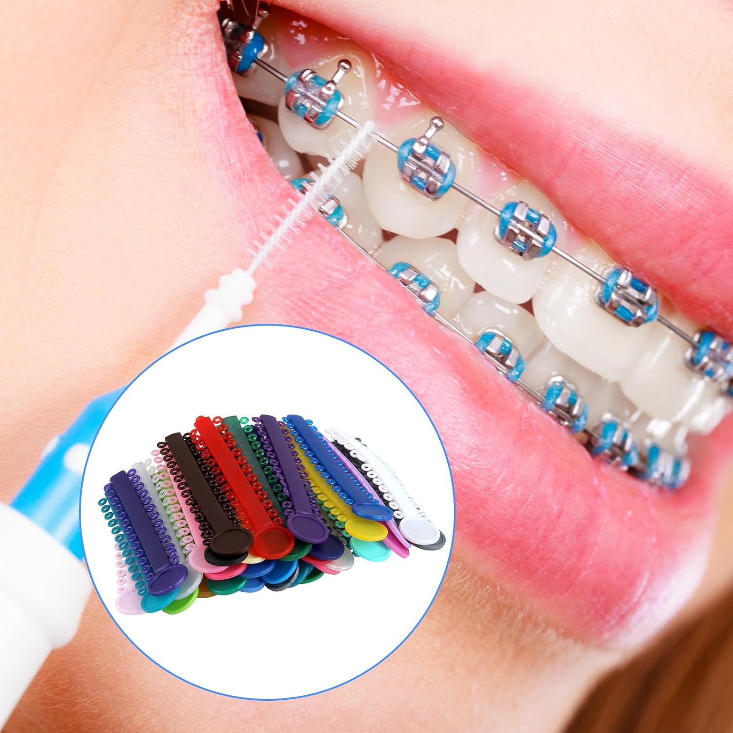 1042PCS-Braces Rubber Bands,Rubber Bands for Braces,Braces Rubber Band Tool,Various Colors to Choose From, Suitable for Students and Adults to Use for Orthodontic Treatment