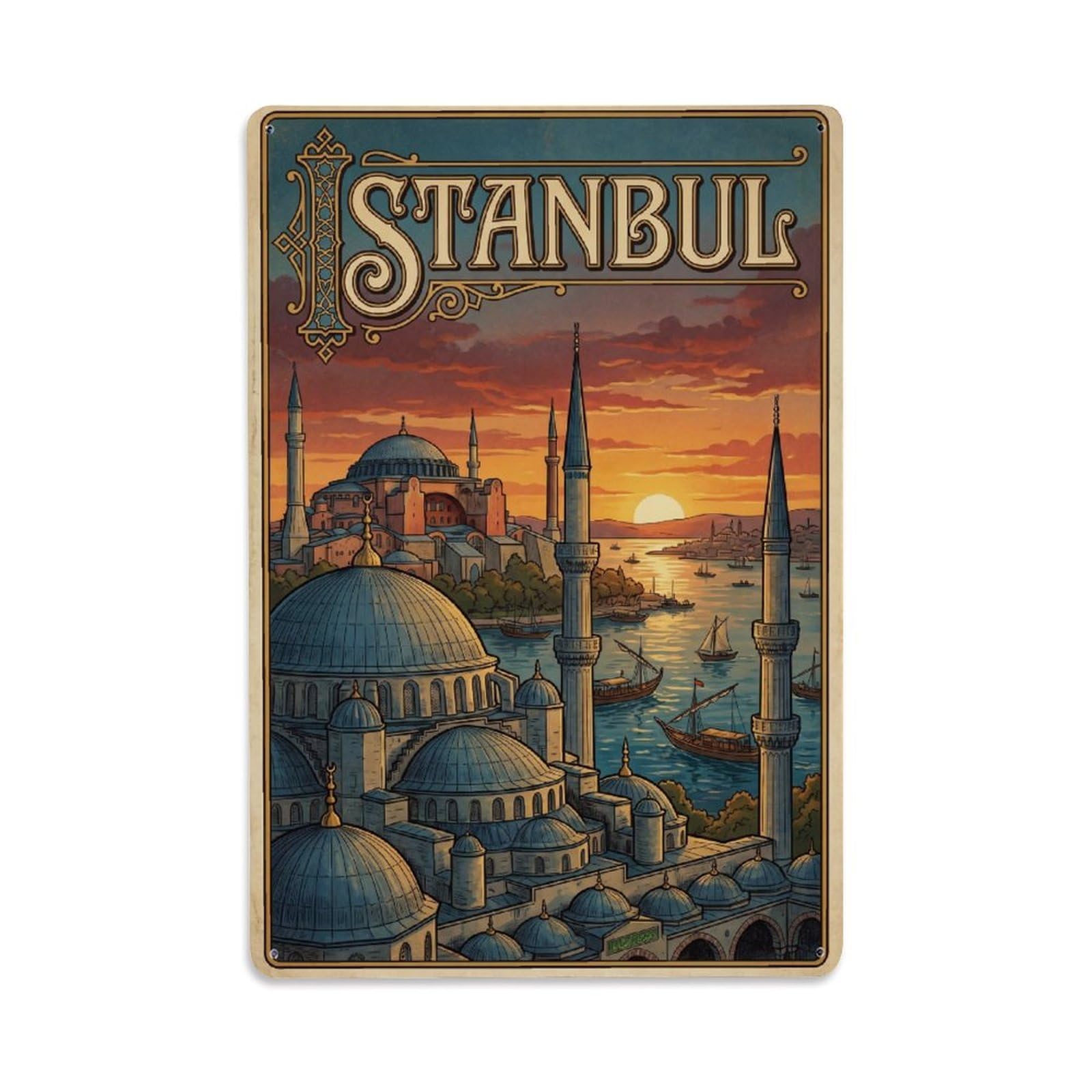 Huiyhb 8X12inch(20X30cm) Turkey Istanbul Vintage Travel Metal Tin Sign