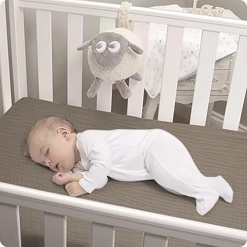 Miniatura 7 de Knirose Sábanas bajeras de muselina suaves y transpirables para cuna, para bebés, niñas y niños, 100% algodón, 52 x 28 pulgadas, sábanas neutras