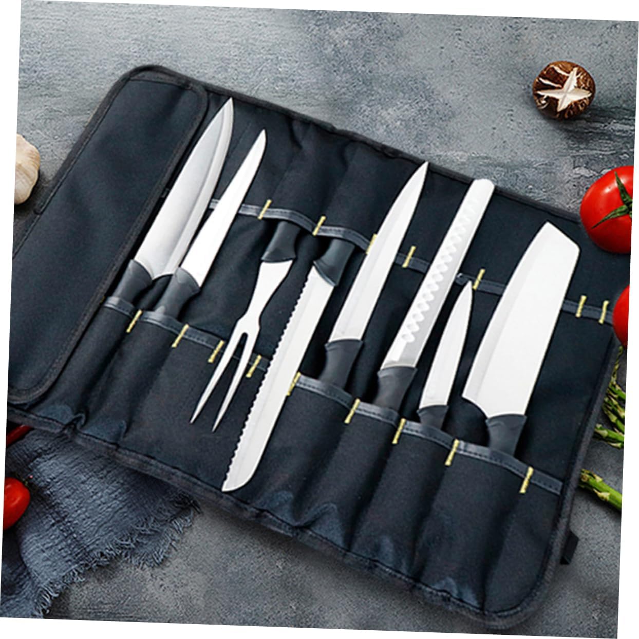 STOBAZA 2Pcs Portable Cutter Storage Bag Compact Oxford Cloth Roll Utensil Holder for Kitchen Camping Picnics and Wear Resistant Design for Chefs and Cooking