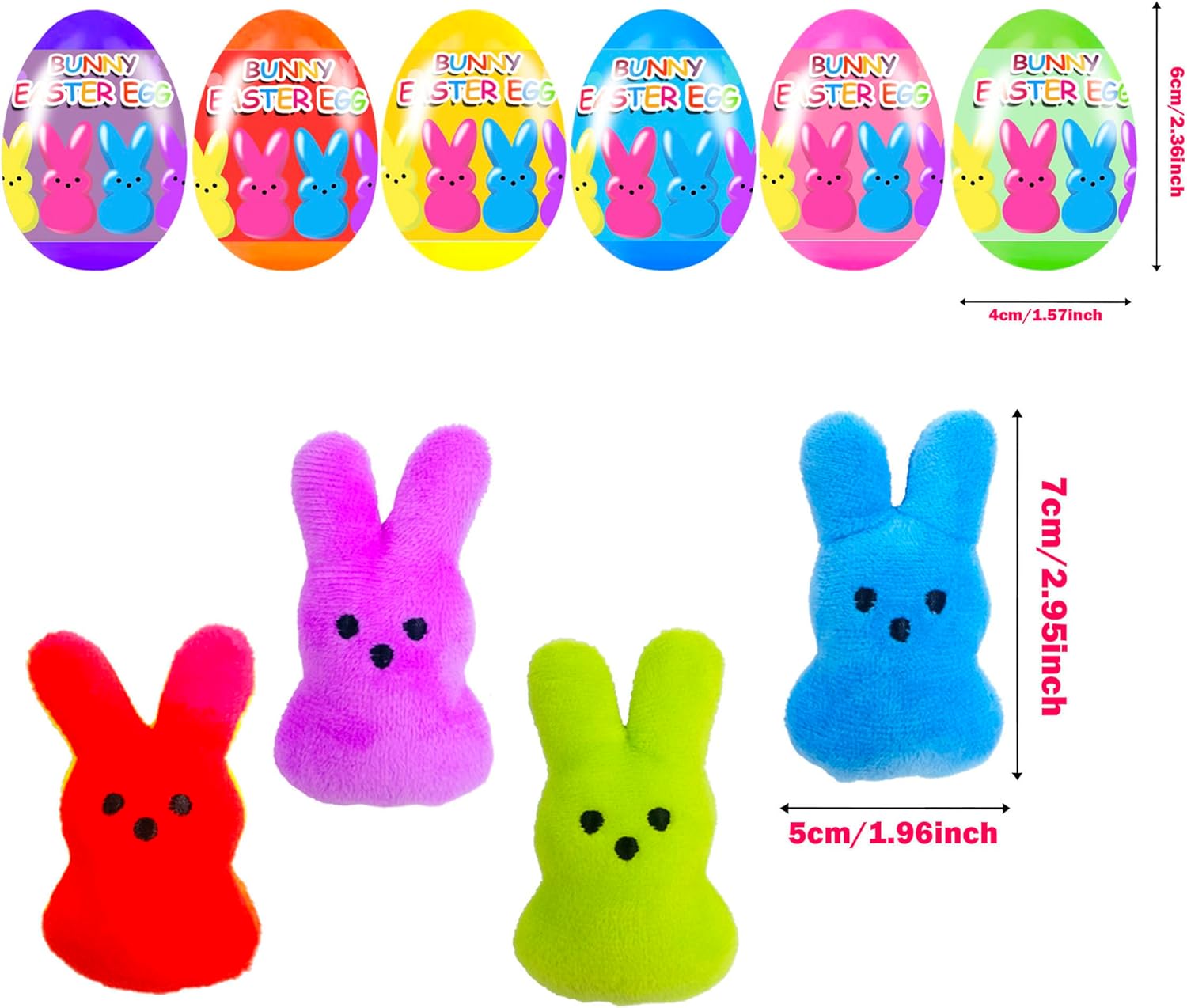 18 Pcs PreFilled Easter Eggs with Plush Bunny Toys Inside Perfect for Kids Girls Boys Easter Egg Fillers Hunt Easter Basket Stuffers Party Favors Gifts - Image 3