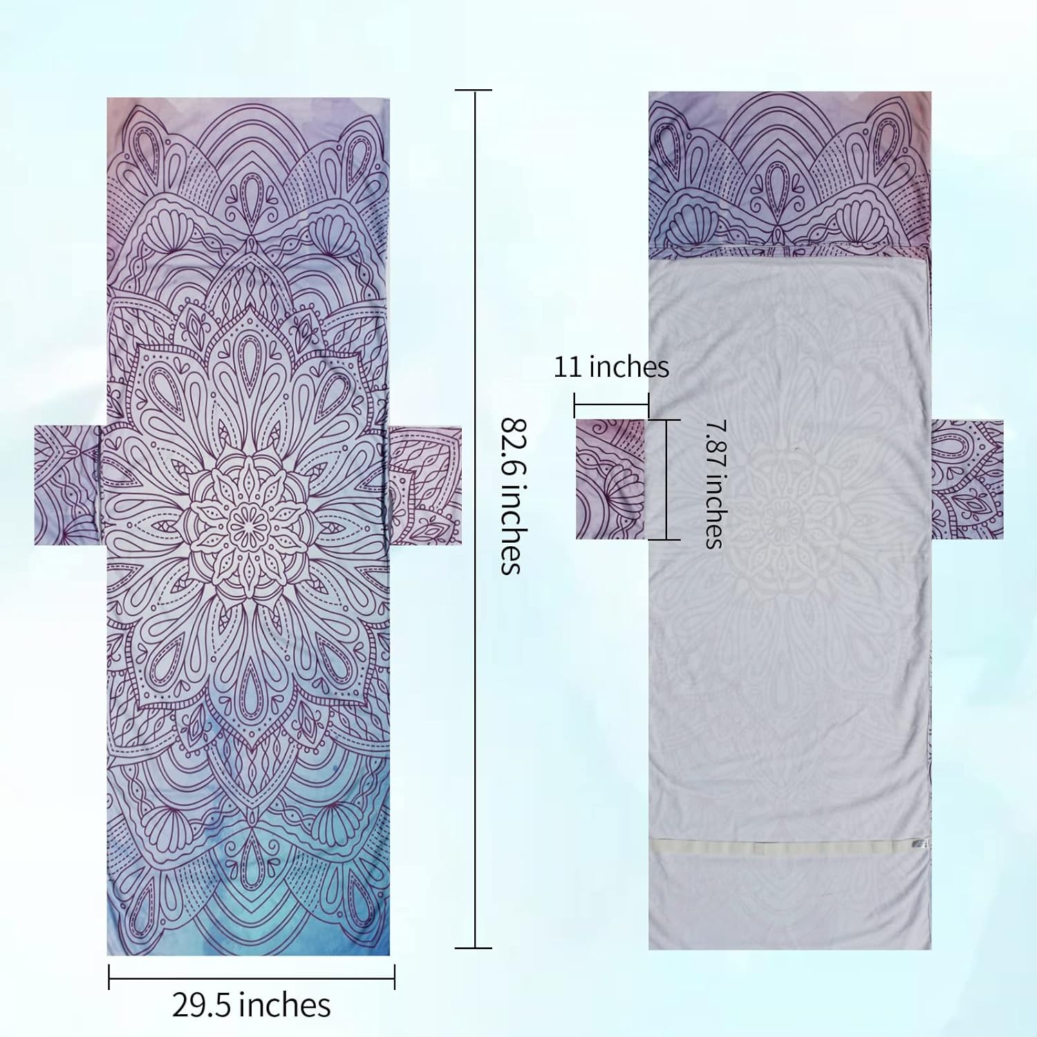 Bohemia Beach Chair Cover with Side Pockets Thick and Quick Dry Chaise Lounge Chair Towel Cover for Sun Lounger Pool Sunbathing Garden Beach Hotel No Sliding (Purple)