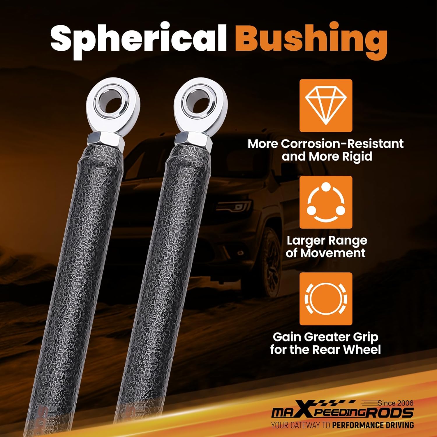 maXpeedingrods High Clearance Rear Radius Arms for 2014+ Polaris RZR XP 1000 / XP 4 1000, Heavy Duty Steel Rods