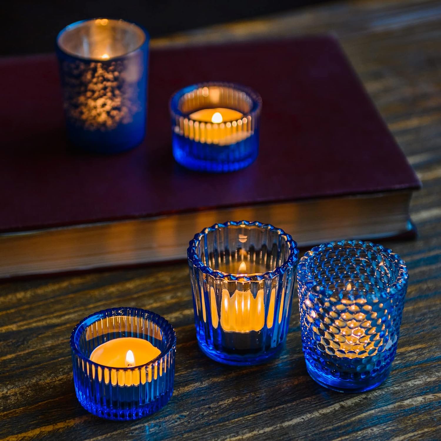 Nuptio - Juego De 3 Portavelas De Vidrio Para Velas De Té, Portavelas