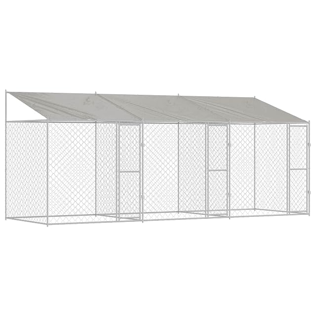 vidaXL Jaula para Perro con Techo Plateado 600 x 200 x 256 cm