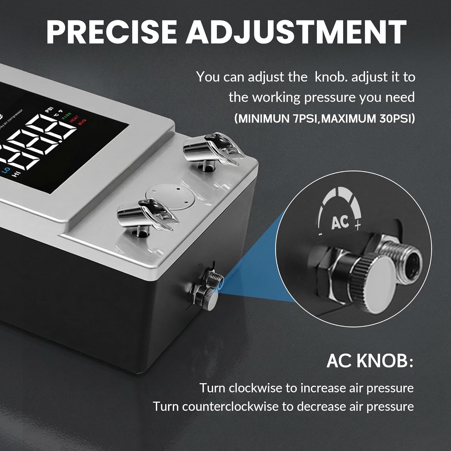 Smart Professional Airbrush Compressor – High-Performance Mini Compressor with Intelligent Digital Display, 0.5–30 PSI Adjustable, Ultra-Quiet for High-End Airbrushes,Modeling,Painting,Detail Artists