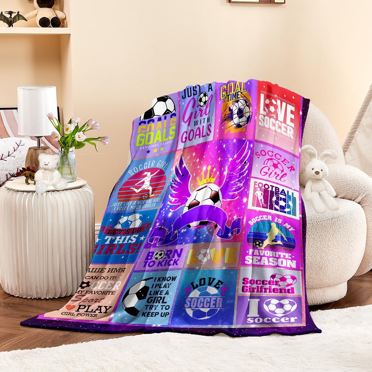 Wajade Soccer Gifts for Teen Boys, Lightweight Fleece Soccer Blanket,Sports Gift for Fans, Kids Throw Blanket for Birthdays Thanksgiving Christmas 60"x80" - Image 4