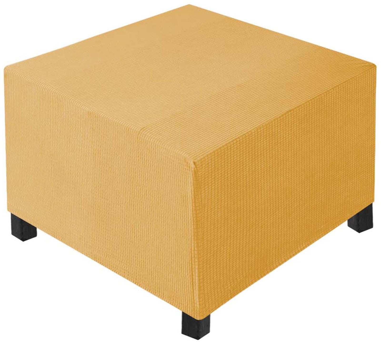 Aqigr Gold Large Square Footstool Cover, Stretch Ottoman Cover Washable Super Soft Universal Pouffe Cover With Elastic Bottom Anti-Slip Foot Stool Slipcovers(,L 60X W 60Xh 45Cm)