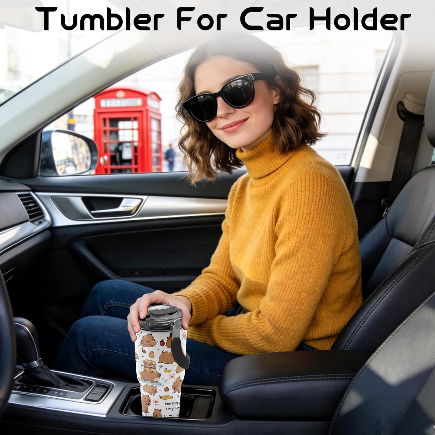 Capybara Tumbler 20 oz with Handle - Cute Animal Water Bottle, Insulated Cup - Unique Gifts for Girls, Kids, Capybara Lovers - Birthday Christmas Gift - Image 9