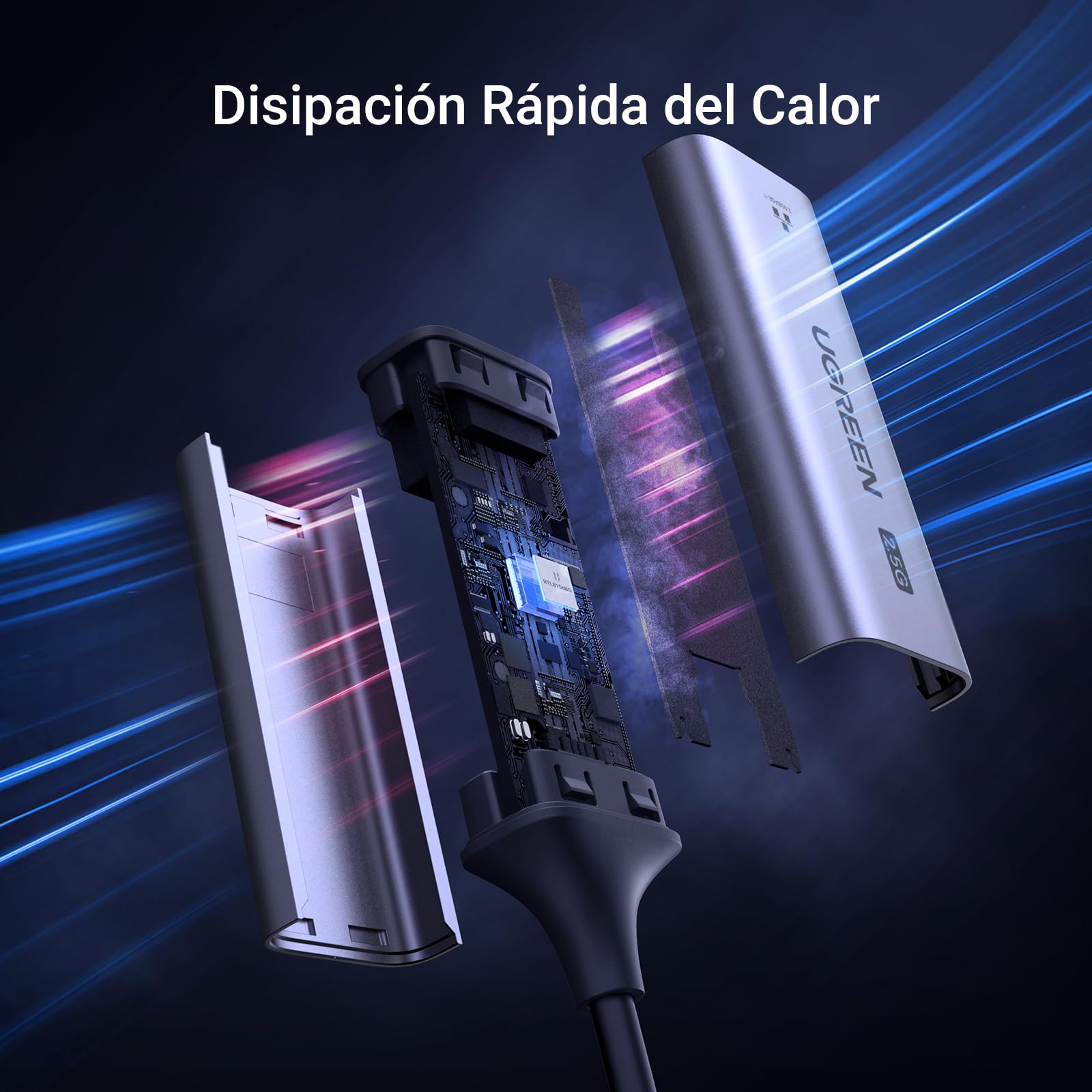 UGREEN Adaptador USB C a Ethernet 2.5G Thunderbolt 4 3 Tipo C Gigabit Adaptador RJ45 Tarjeta de Red Aluminio 2500Mbps LAN para iPhone 17 Pro MAX Air MacBook Pro Air iPad Pro Air Galaxy S24 Xiaomi 13