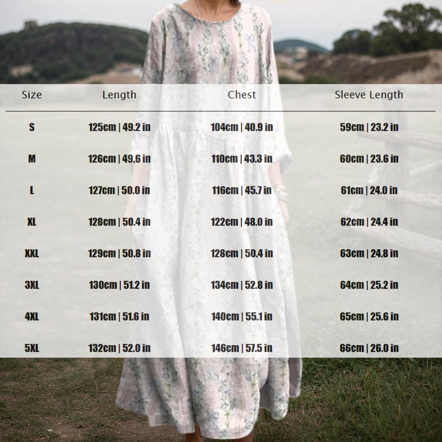 Women's Spring Boho Vintage Floral Print Long Sleeve Smocked Maxi Dress Crewnck Plus Size Long Dress with Pockets - Image 3