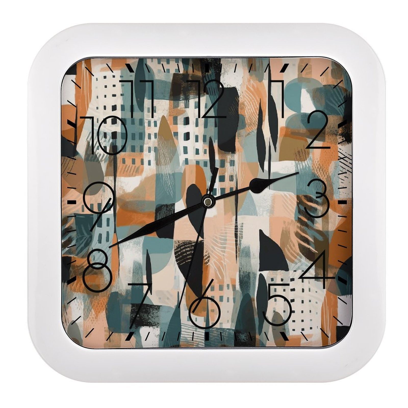 NTVOWPZO 10 Inch Wall Clock Patterns of Different Shapes Battery Operated Wall Clocks Silent Non-Ticking Square Wall Clock for Living Room Kitchen Home Office Wall Decorative Clocks