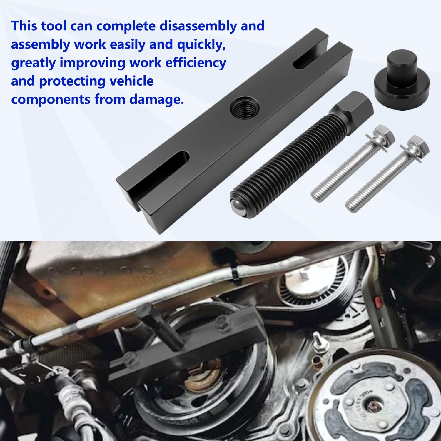 ZKTOOL Kurbelwellen-Riemenscheiben-Abzieher, Schwingungsdämpfer-Riemenscheiben-Abzieher, Werkzeug zum EIN- und Ausbau der Riemenscheibe, Kompatibel mit Ford 2.0 EcoBlue TDCi, OEM 204-158-01, 205-295
