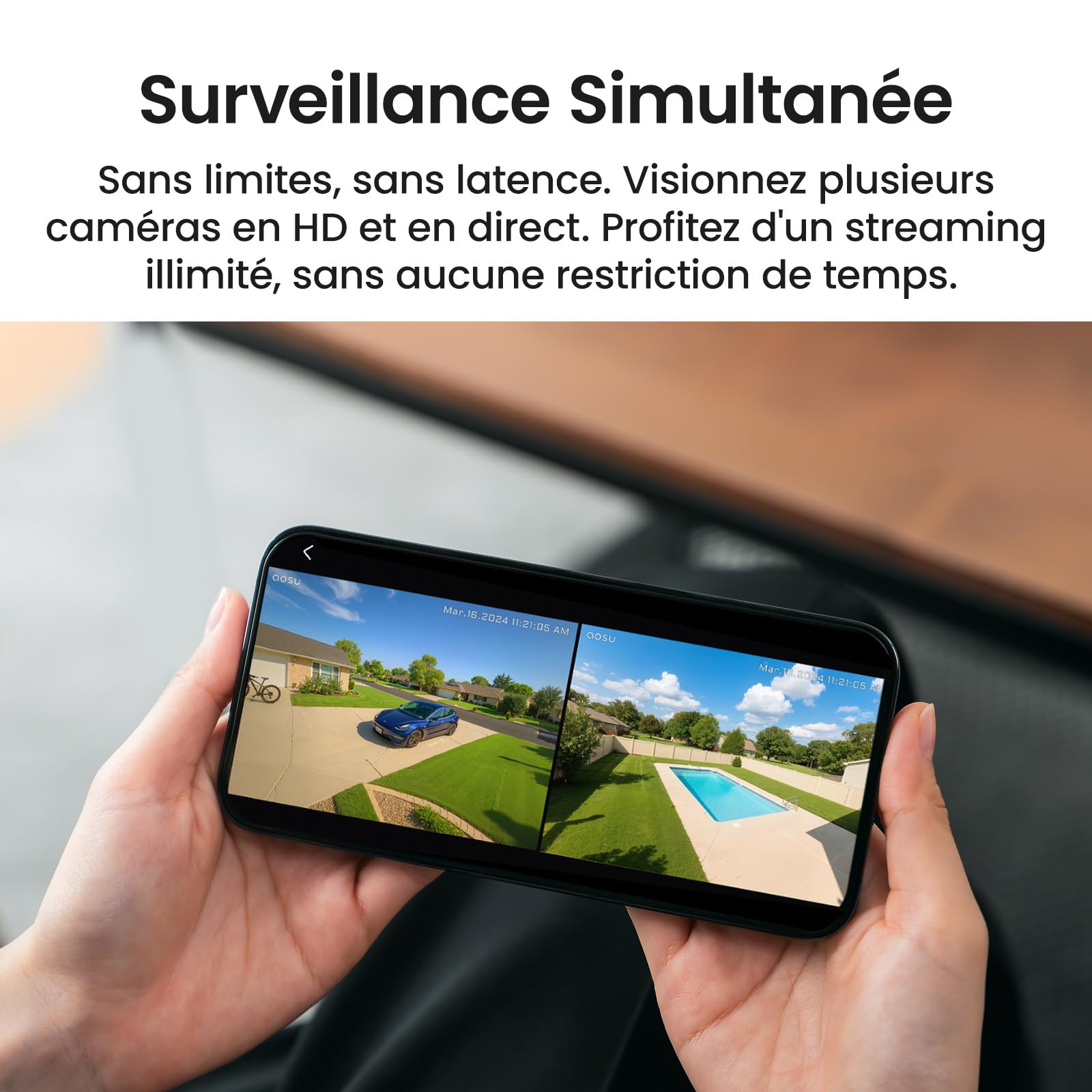 aosu 4K T2 Ultra Camera Surveillance WiFi Exterieure sans Fil Solaire, 2 Cam-Kit & aosuBase 2.0, 8MP Vision Nocturne, sans Abonnement, 32 Go Local & 1 to Extensible, 360° Panorama Suivi IA, 5G/2,4G