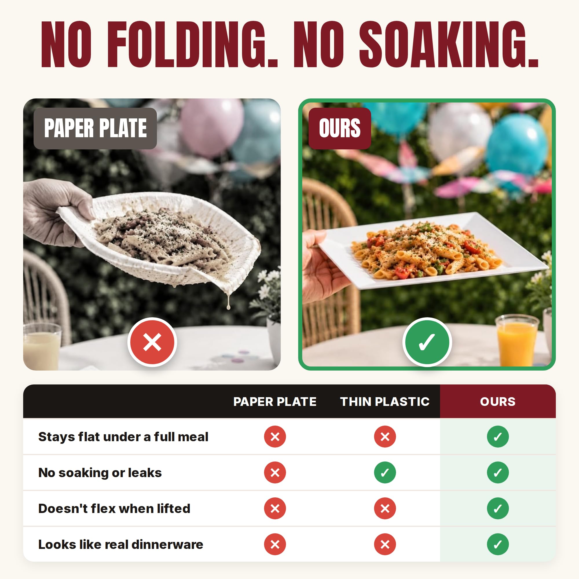 White Disposable Plates - 60 Pack for Parties -4