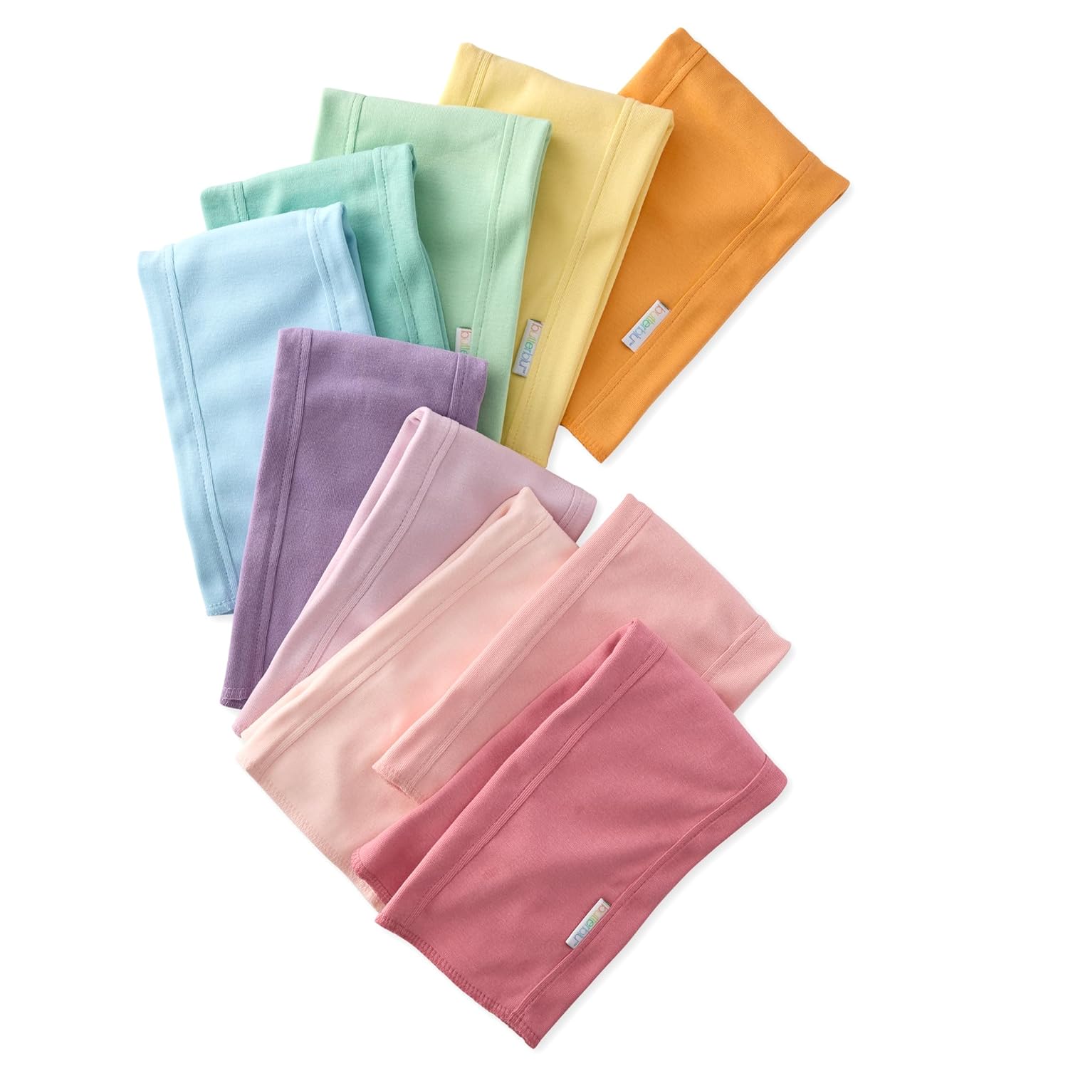 Butterblu Bailey 10-Pack Burp Cloths 100% Organic Cotton Knit for Newborn & Baby Boys & Girls, Seafoam Terra Rainbow, One Size