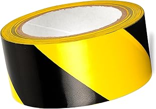 Mivos Ruban d'Avertissement Noir et Jaune - 50 mm x 25 m - Ruban Adhésif de Marquage du Sol - Ruban de Sécurité pour Le Marquage des Zones Dangereuses - pour Intérieur et Extérieur