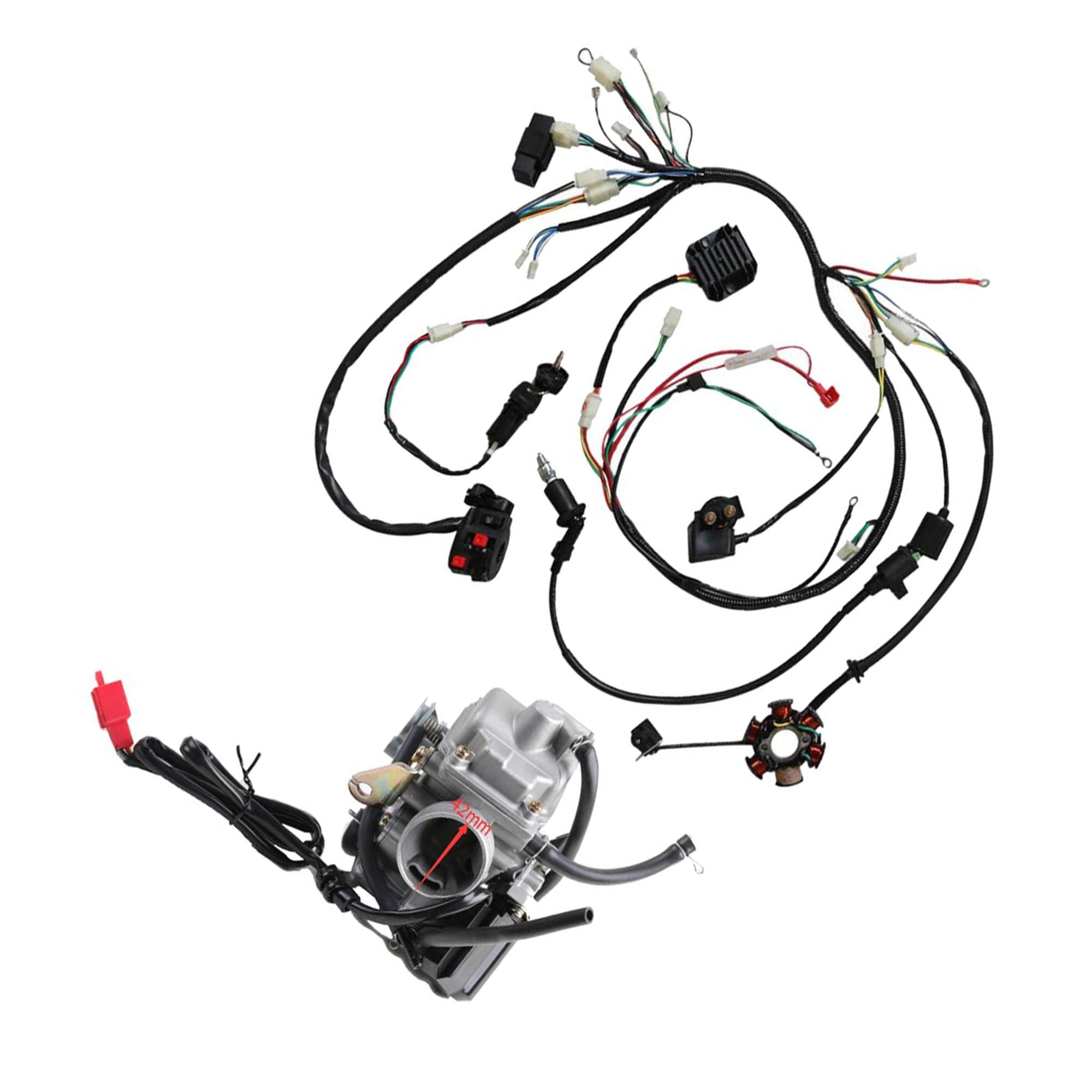 Amazon.com: 91.SCS GY6 150cc Wiring Harness & Carburetor Kit