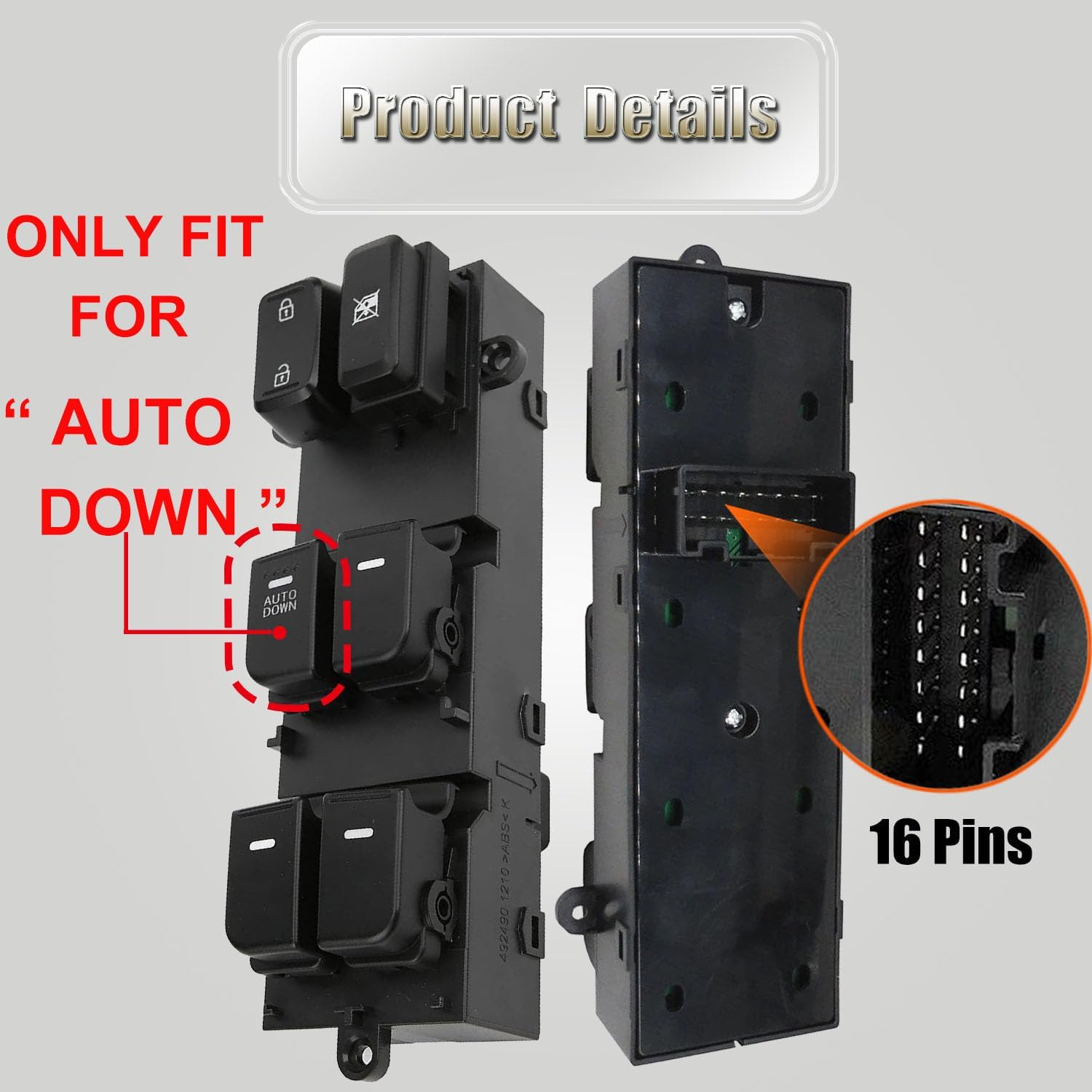 93570-2T000 Front Left Power Control Window Switch Driver Compatible with 2010-2013 Kia Optima Replace# 935702T000, Driver Side Electric Master Window Switch Replacement for Optima 2010 2011 2012 2013