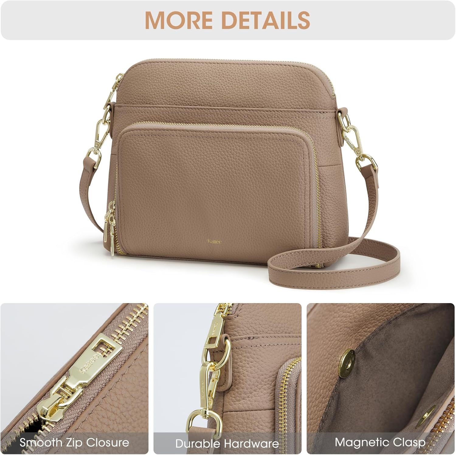Kattee Small Crossbody Shoulder Bag for Women, Women's Genuine Leather Crossbody Purse with RFID Wallet - Image 6