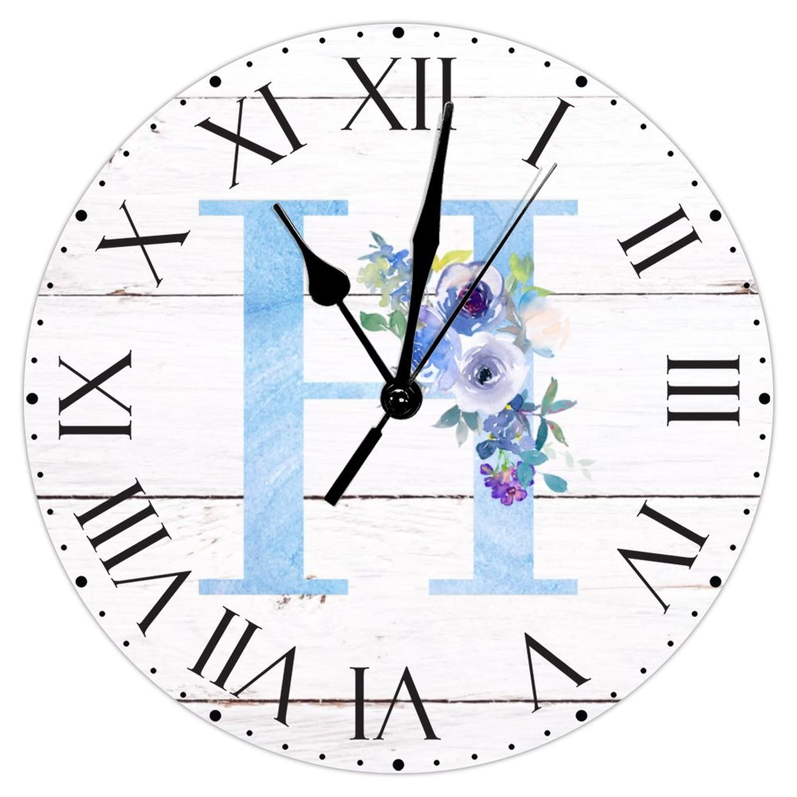 Horloge silencieuse initiale H floral pour résoudre les bruits de tic-tac