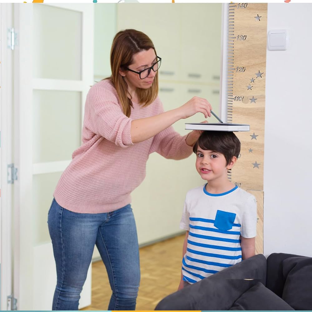 Gurxi Toise Murale En Bois Pour Enfants - Règle De Hauteur Amovible 50-200 Cm Avec Stickers Décoration Chambre