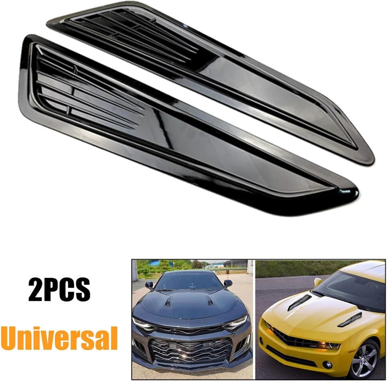 2PCS Universal Type Car Air Flow Intake Hood Scoop Bonnet，ABS Vent Cover，Black Car Decorative(Black)