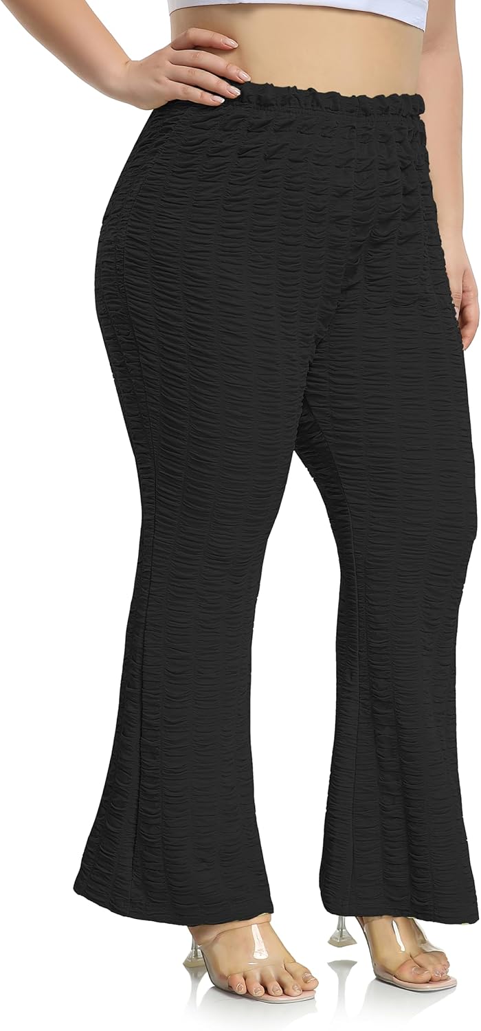ZERDOCEAN Women's Plus Size Flare Leggings High-Waisted Bootcut Wide Leg Leggings Pants