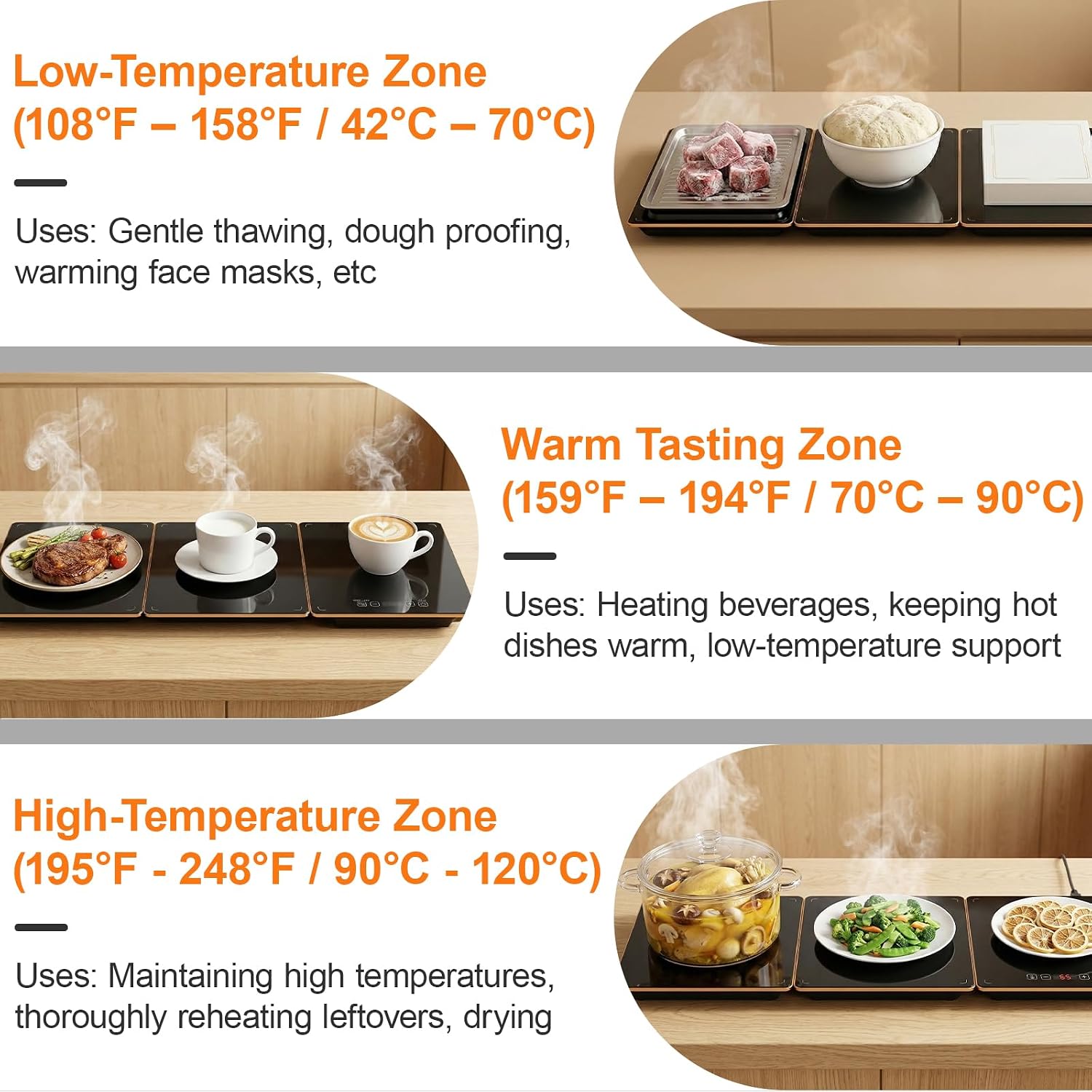 Electric Food Warming Tray, 4-in-1 Food Warmers for Parties Buffet with 8 Temp Settings & 24H Timer, 35"x15" Modular Warming Mat for Food, Desktop-Protecting for Home, Catering, Gatherings