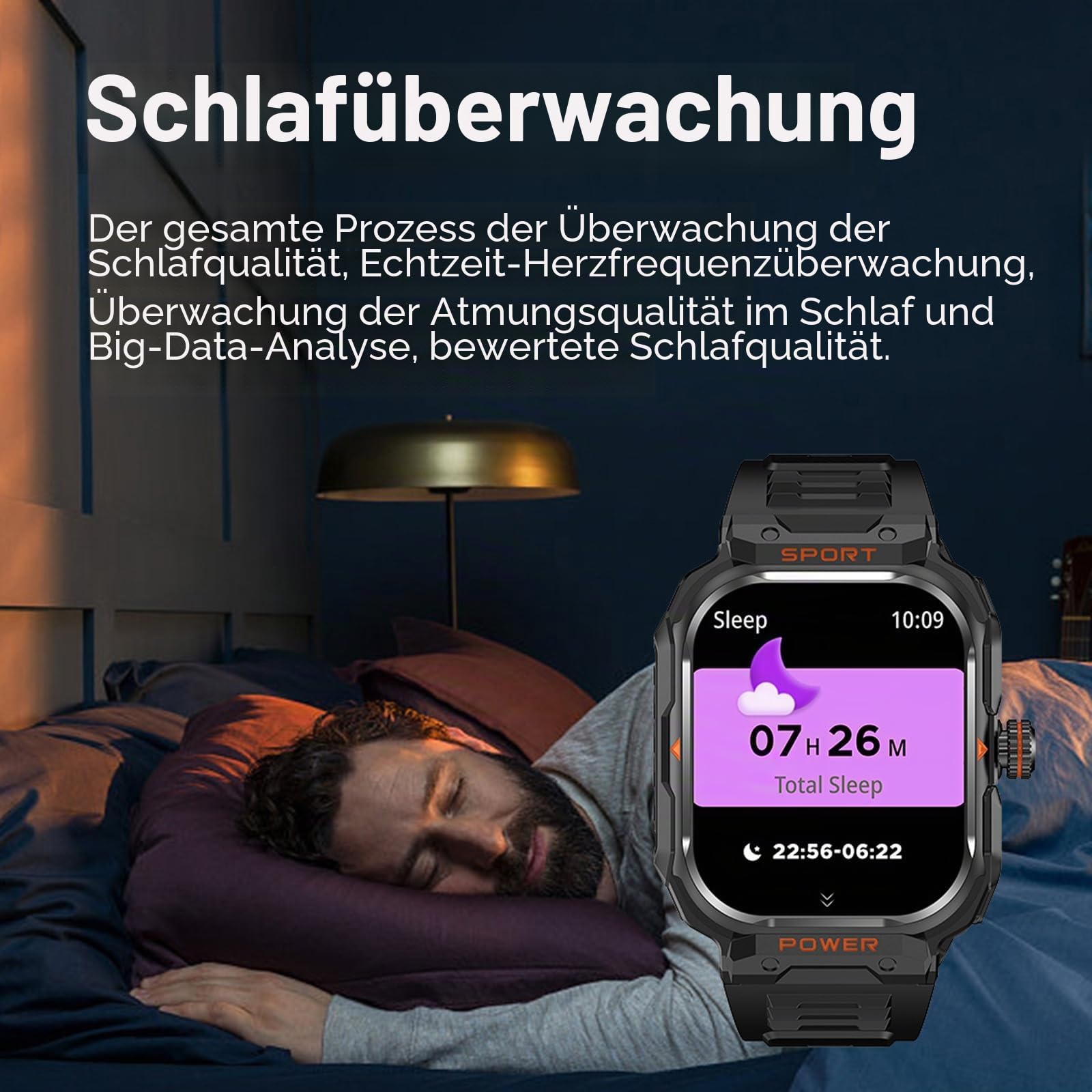 Herren Smartwatch mit Kopfhörer Bluetooth in Ear Laufuhr Schrittzähler Uhr Fitness Tracker Militär Sportuhren Pulsuhr Fitnessuhr Blutdruck Telefonfunktion Schlafmonitor TWS Headset