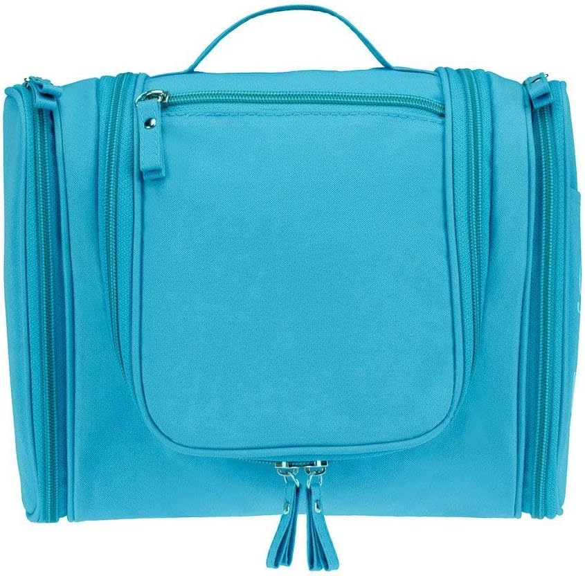 Colleer Multifunctional Travel Toiletry Bag Large Makeup Organiser Waterproof Shower Wash Bag Cosmetic Case Household Grooming Kit Storage Travel Kit Pack with Hook(Blue)