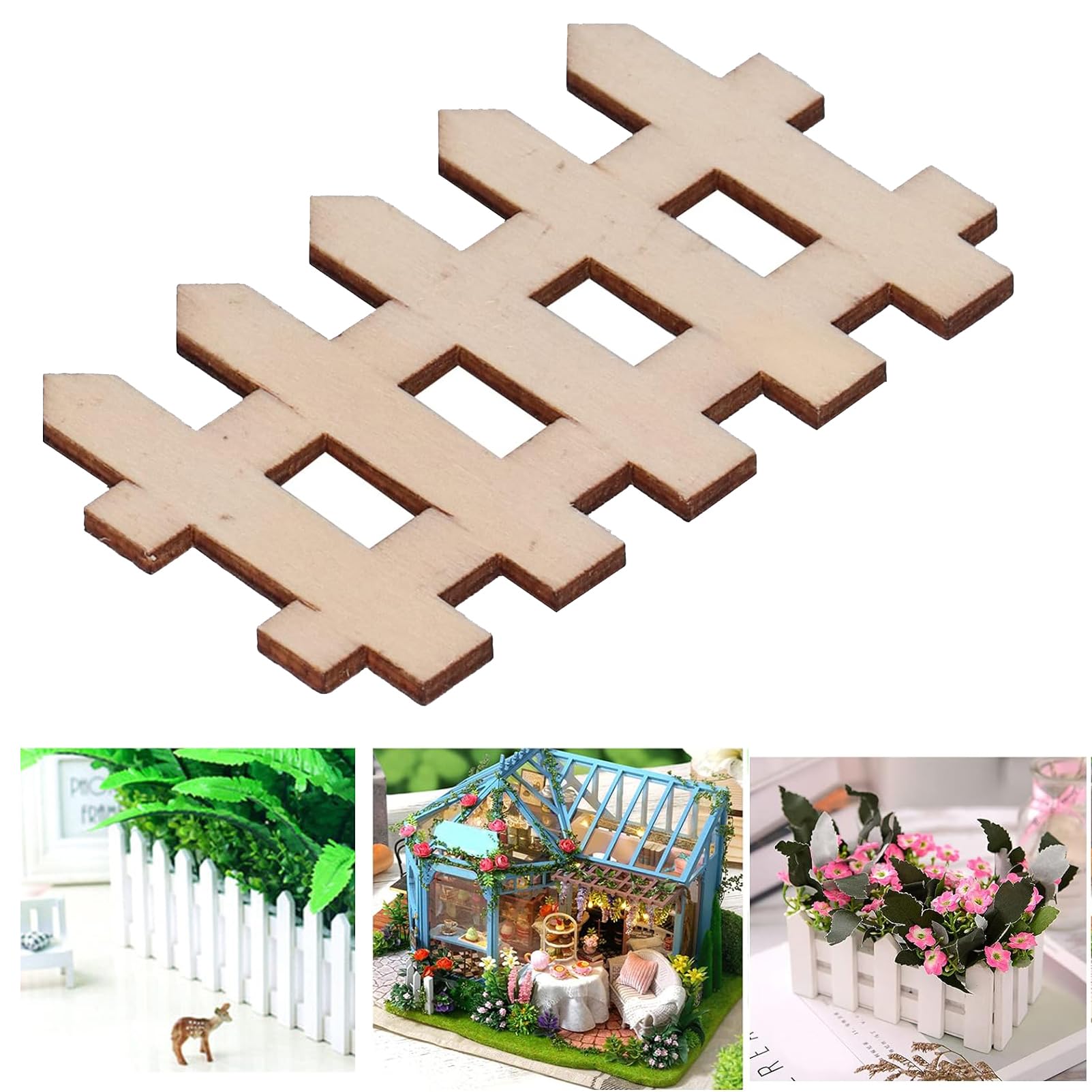 100 szt. miniaturowe drewniane ogrodzenie wróżka dekoracja ogrodowa, małe drewniane płoty, rękodzieło, do mikrokrajobrazu