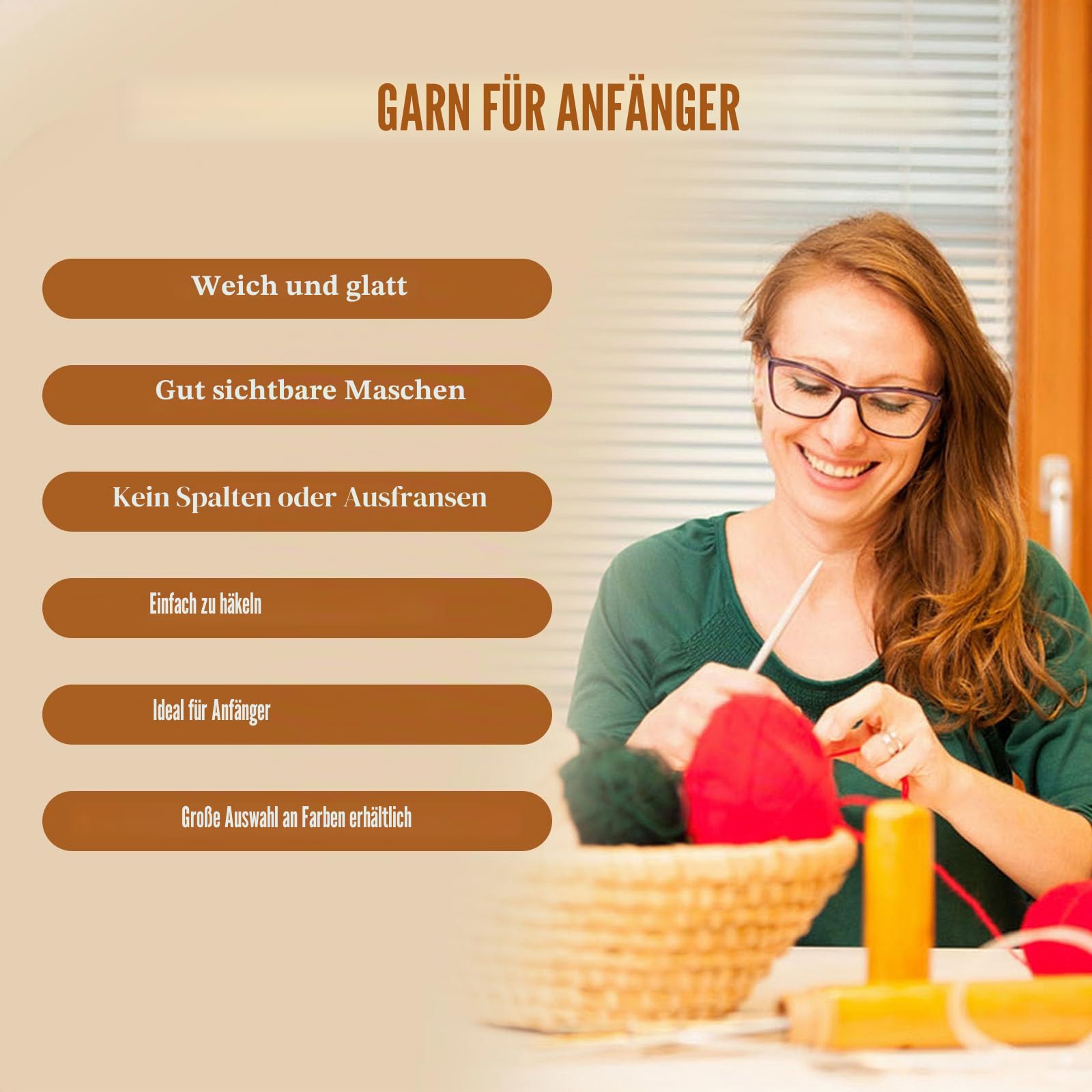 15 × 50 g Anfängergarn-Set zum Häkeln und Stricken, Baumwoll-Nylon-Mischgarn für Handarbeiten, Taschen, Korbpuppen und Kissen A