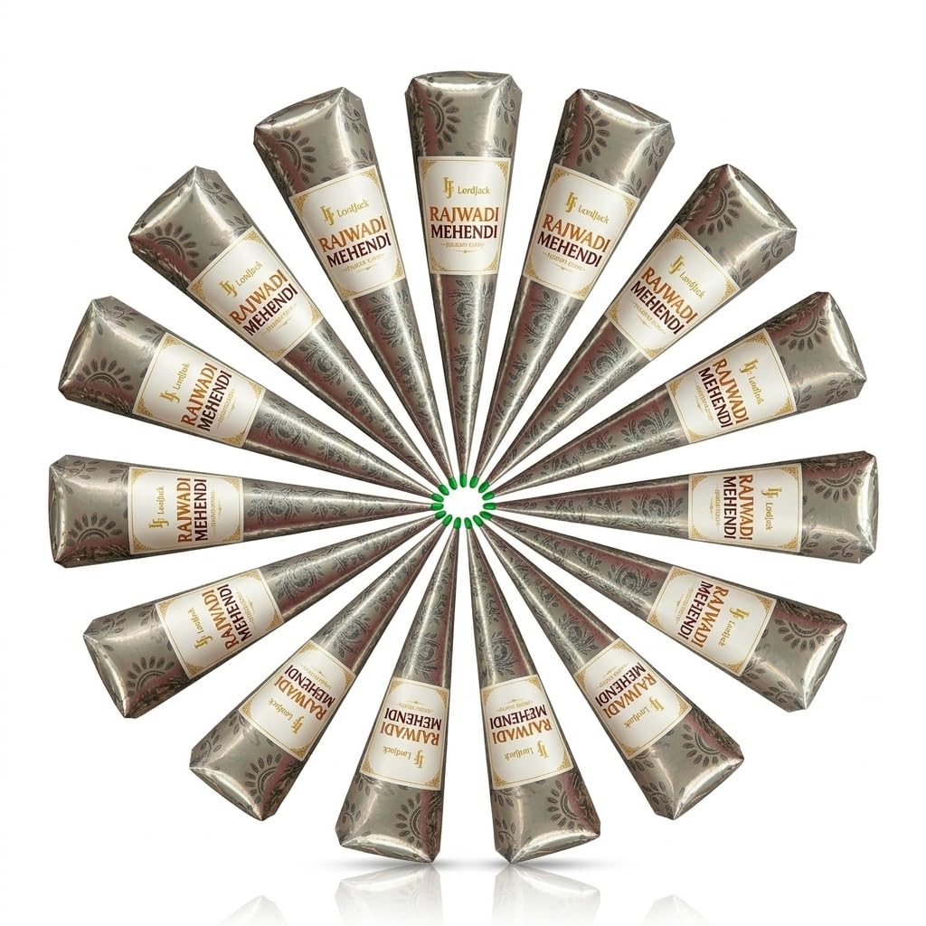 Rajwadi Mehendi Premium Bridal Cone Pack of 10 (30gm Each) | Natural Deep & Dark Stain, Long Lasting | Ready to Use Smooth Flow Mehndi for Professional Artists-image-37