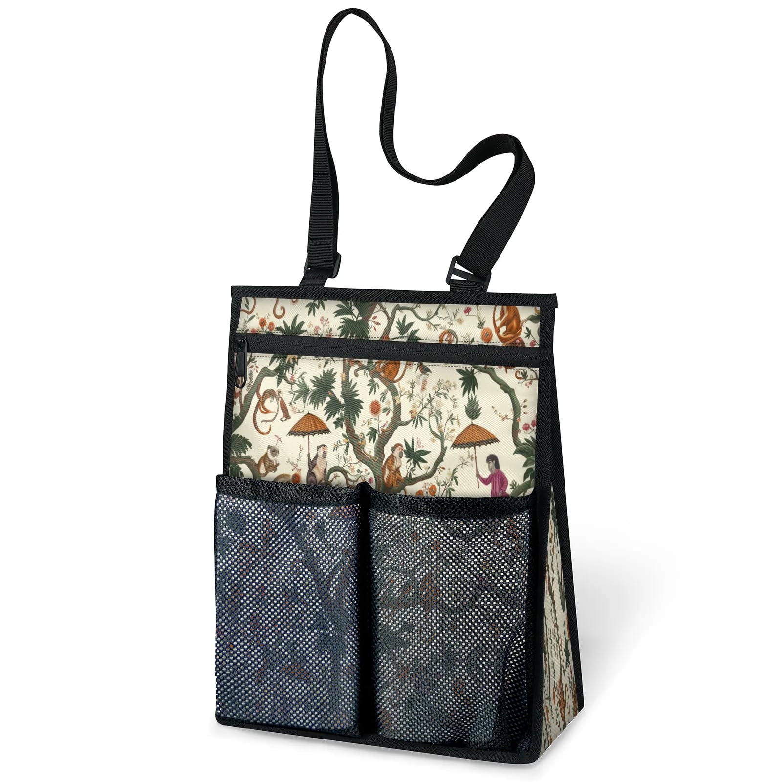 Ourtheme Monkey Pattern Portable Shower Bag for Travel Gym Camp Beach Tote Shower Caddy Bags Hanging Toiletry Organizer