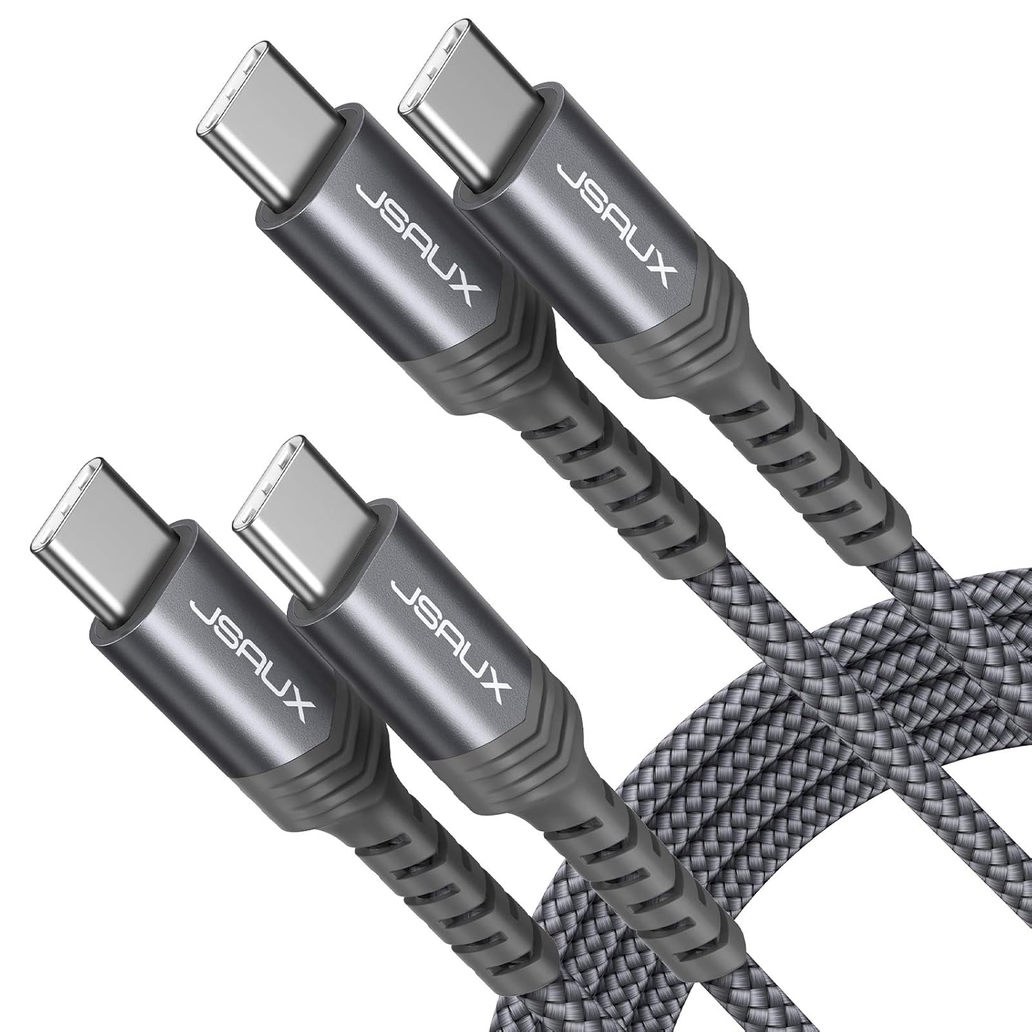 One-Day Sale: Up to 60% Off USB C to USB C Cable 60W, JSAUX[2-Pack 6.6ft]USB Type C Charger Fast Charging Braided Cord Compatible with Samsung S22 Plus/S22 ultra/S21/S20/a52, iPad Pro 12.9 5th/Air 4/Mini, Google Pixel 6-Grey