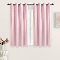 Vista 62 de XiDi Cortinas opacas para dormitorio de niñas, diseño de princesa unicornio arcoíris, 72 pulgadas de largo, rosa/azul