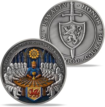 Knight Round Table Conference Challenge Coin Religious Coin Christian Challenge Coins The Lords Prayer Christian Bible Verse Oken Coin Gifts for Friends Family