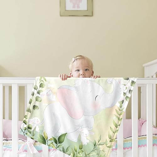 Miniatura 4 de Seamaid Manta personalizada con nombre de bebé, manta personalizada para bebés niñas y niños, acogedora manta de elefante para bebé, manta