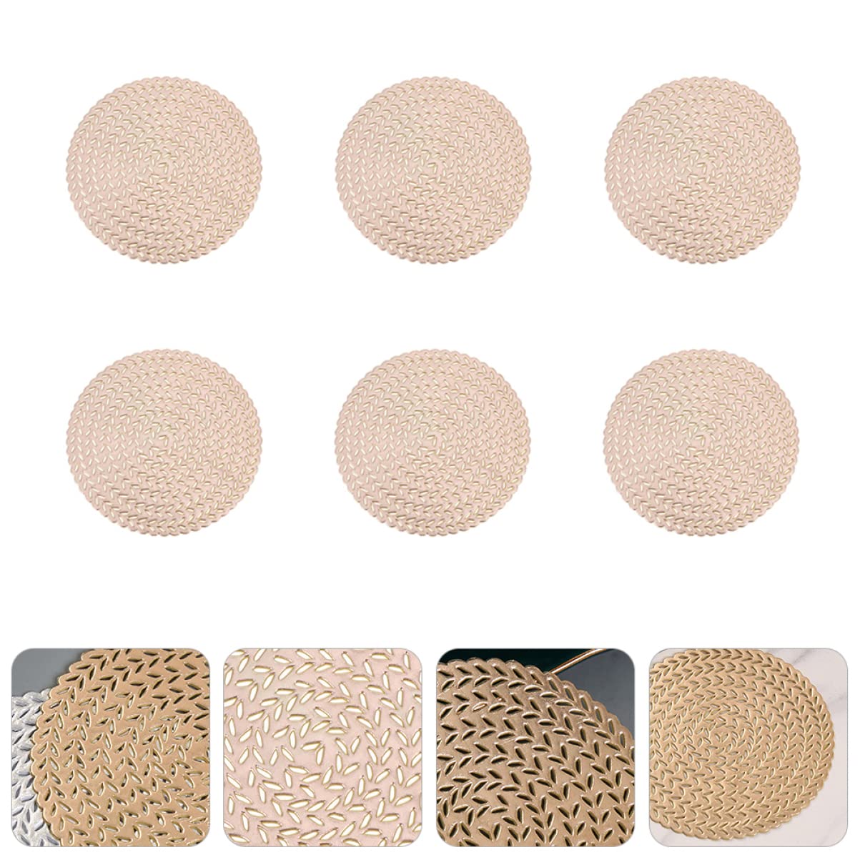 silikonowa podkładka pod gorące naczynia, Puste podkładki ze słomy pszennej wielokolorowe 9,8x9,8 cm 1/2/3/12 szt(Goldenx3pcs,9.8X9.8X0.1CMx3pcs)