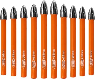 Carbide Tip Drill Bit-BGTEC Wood Drill Bits, 10pcs Round Shank 5/16" Cross Hard Alloy Drill Bits for Wood Plastic Masonry Brick