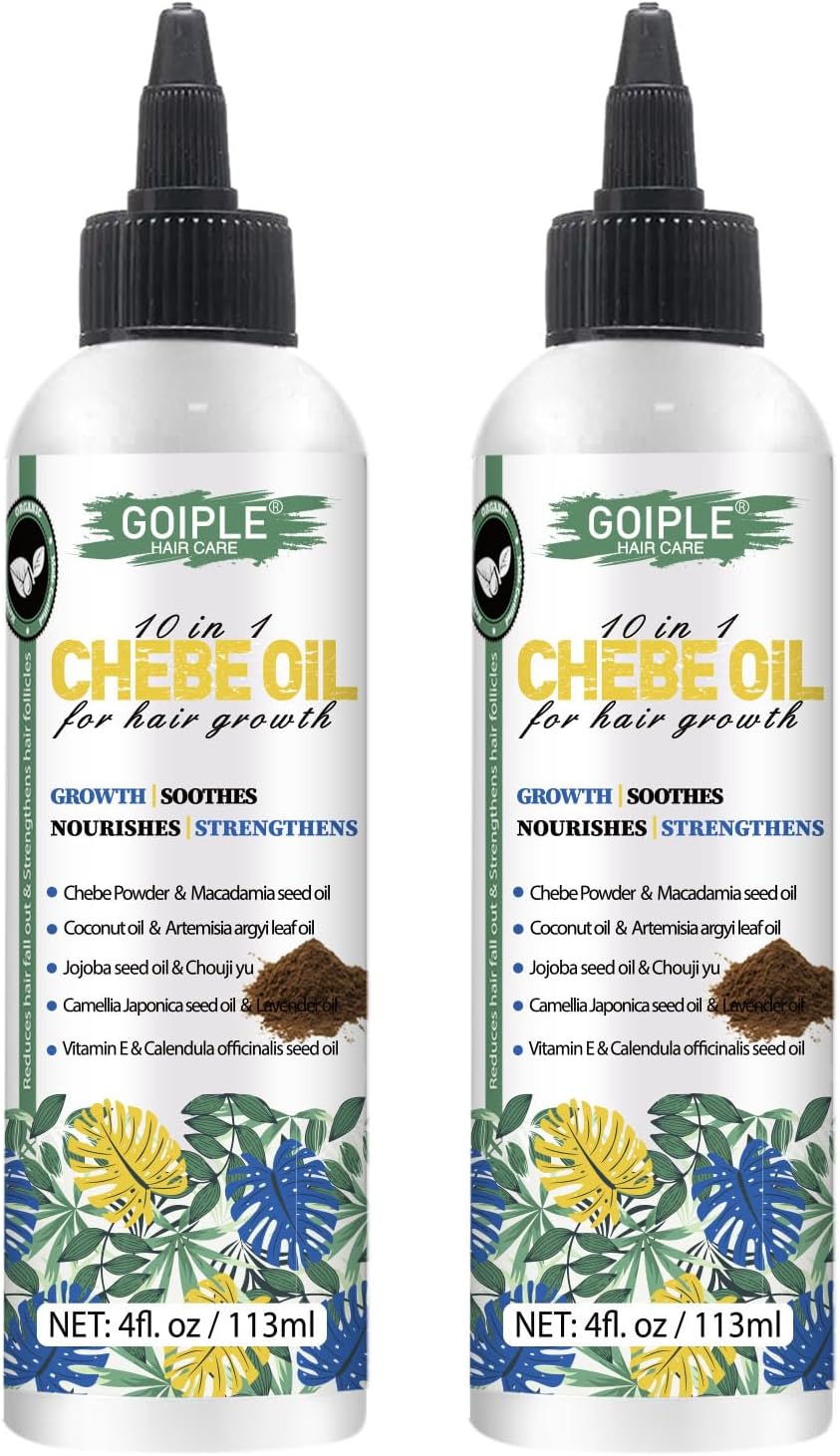 Natural Chebe Hair Oil for Hair Growth Chebe Oil Moisturizer for Scalp, African Chebe Powder for Hair Growth Stronger, Thicker, Longer Hair, 10 in 1 Chebe Hair Growth Oil for All Hair Types(2pcs)