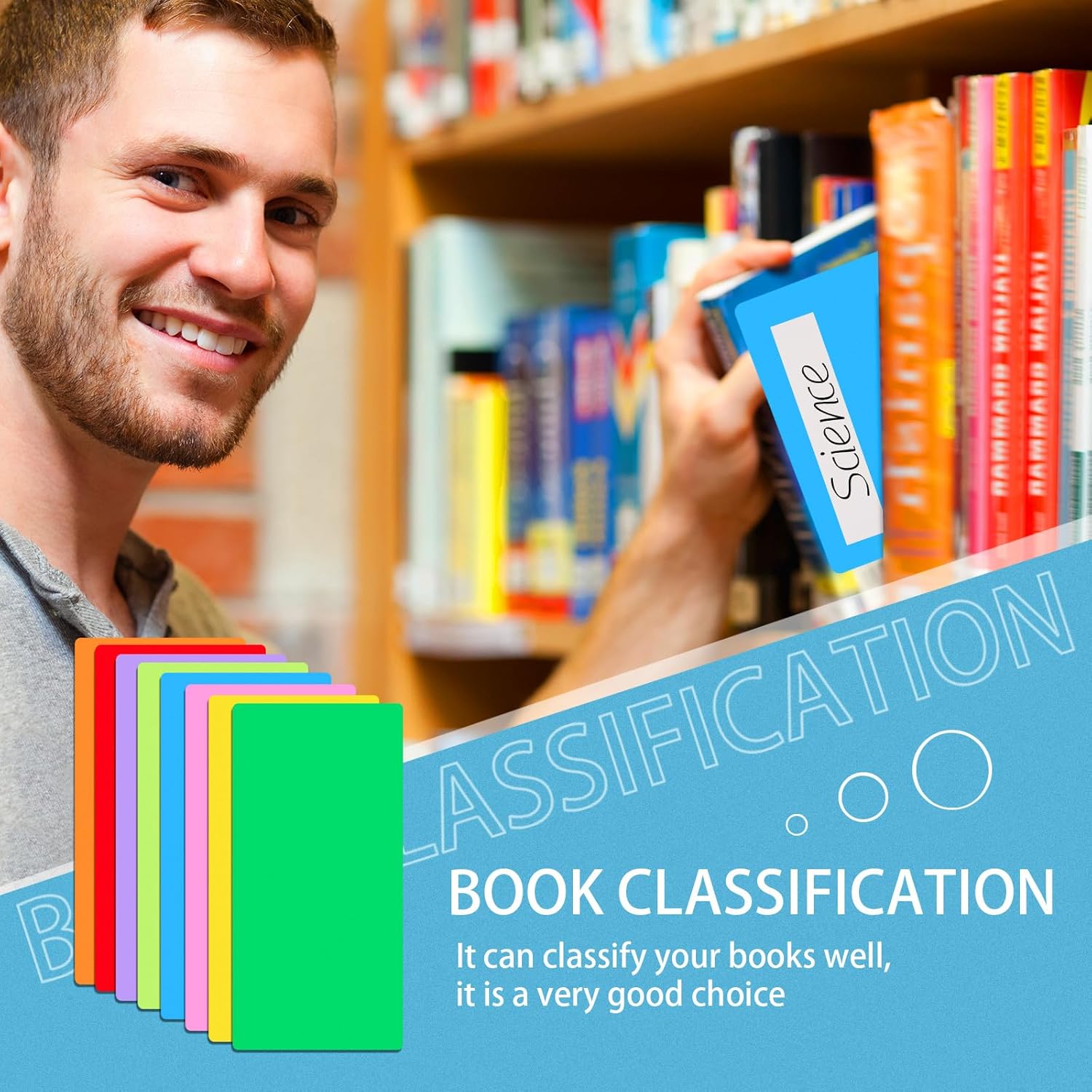 Gersoniel 80 Pack Library Book Shelf Dividers 6 x 12 Inch Comic Book Dividers with 90 PC Repositionable Sticker Colorful Shelf Partitions for Home Library Back to School Classroom and Teacher Supplies