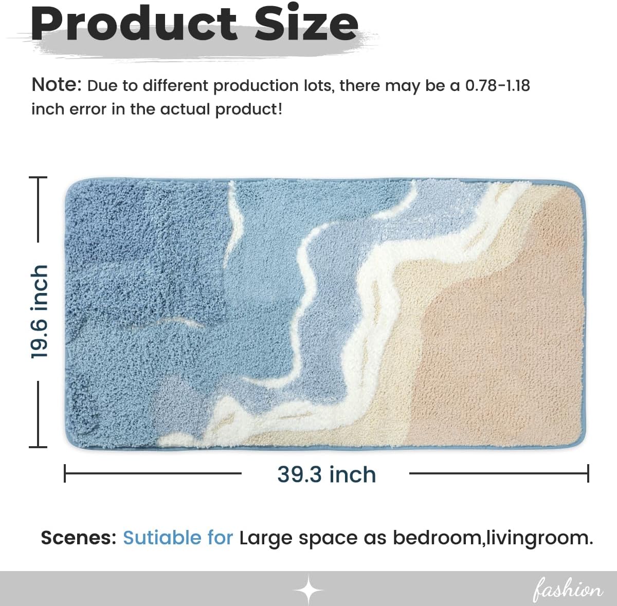 Cute Ocean Bathroom Rug Super Absorbent Bath Mat Machine Washable and Non Slip Fluffy Carpet for Shower, Bedroom and Living Room (39"x20", Ocean)