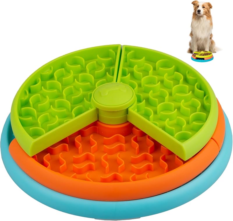 Slow Feeder Dog Bowl, 3-Level Interactive Dog Puzzle Feeder | Reduces Boredom and Anxiety, Non-Slip Food Dispensing Toy for Medium & Large Dogs