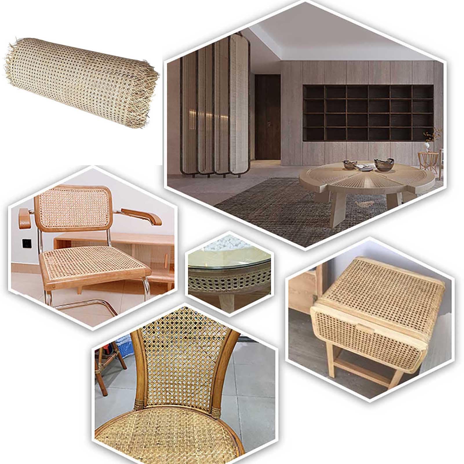 Rolka pleciona z naturalnego rattanu – 80 cm x 100 cm, nadaje się do projektów "zrób to sam" z futrem i rattanem, do majsterkowania i akcesoriów domowych – materiał przyjazny dla środowiska
