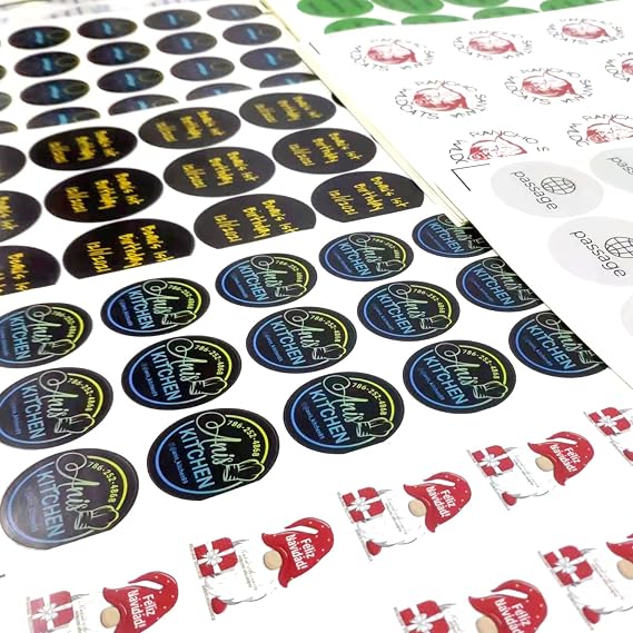 Custom 100-500 Stickers with Any Image Logo and Text. Personalized Labels for Business Logo, Thank You Notes (Circle, 1 Inch)